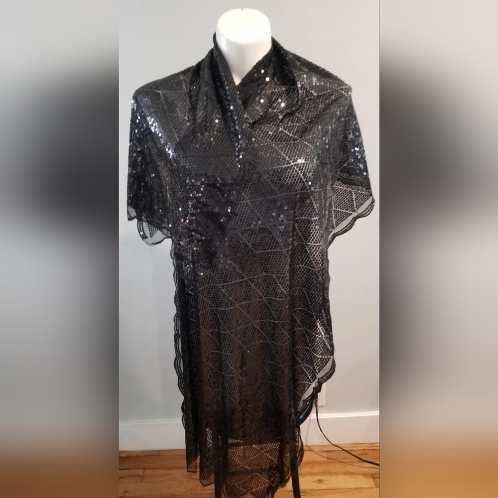 Cejon All Over Sequins On Polyester Net Scalloped… - image 1